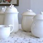 White Bird Lidded Jar, Canister In Porcelain,..